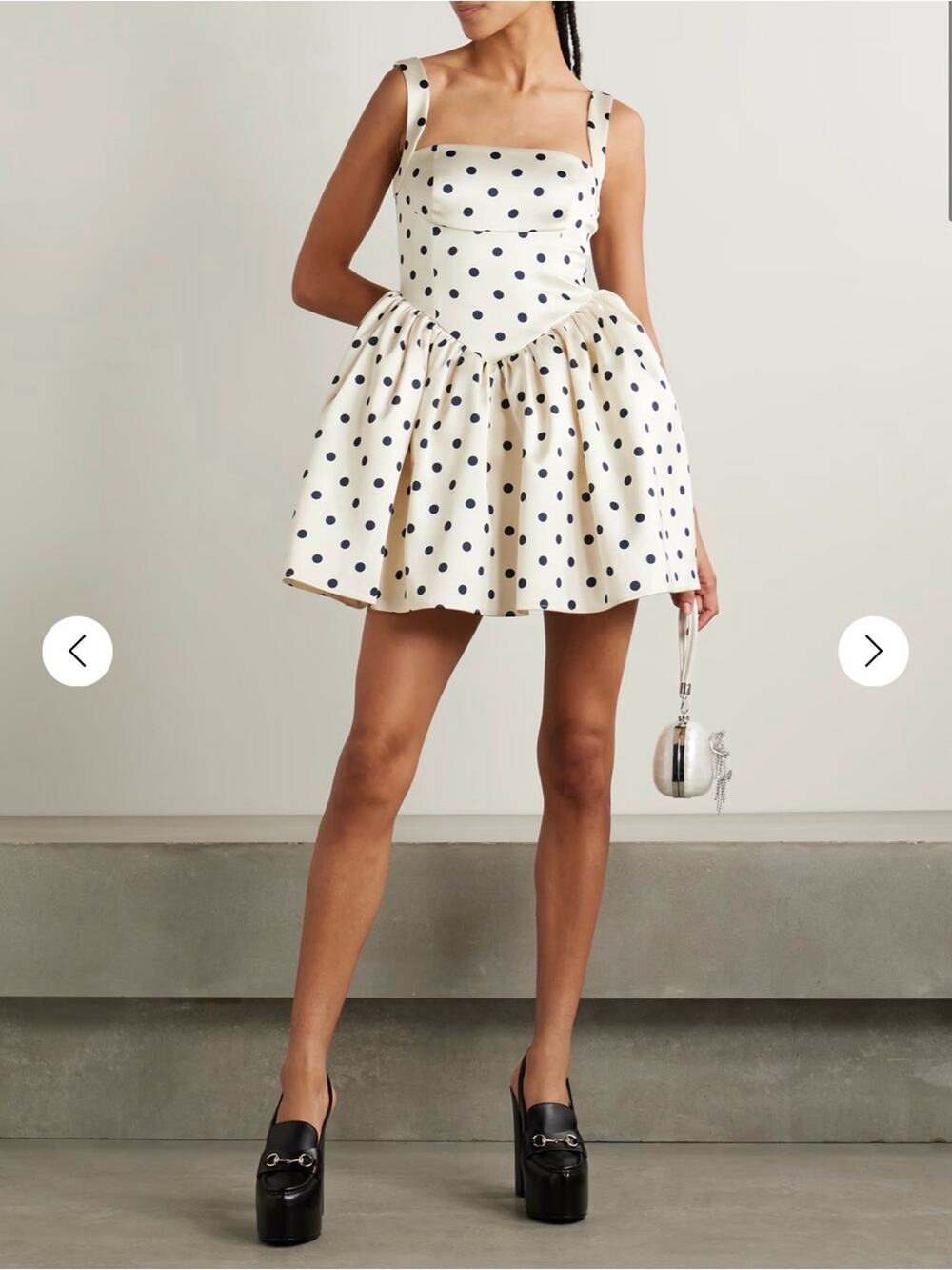 NWT NEW Self-Portrait Cream Polka Dot Satin Mini Dress Size 4